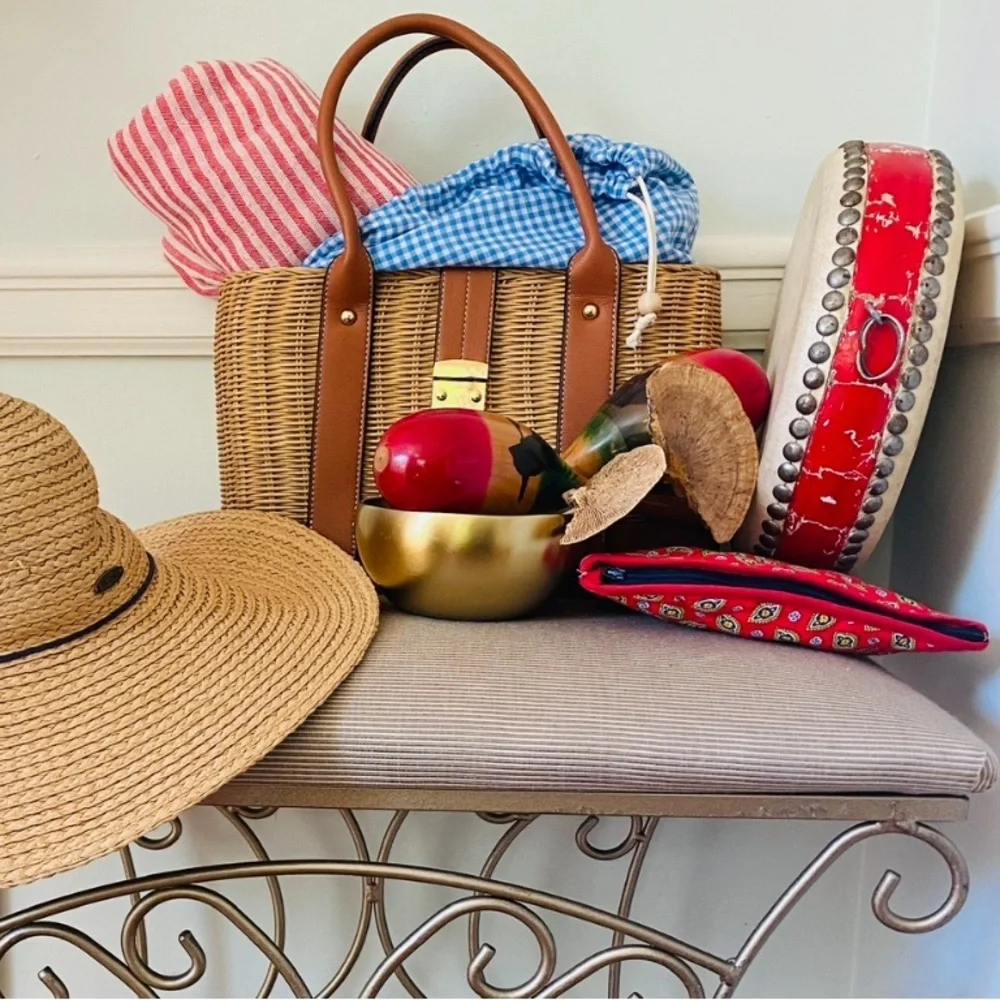 RLH Stripe Bag Red Natural Loom Weave Organic Cotton Travelin’ Light REwork NEW!
